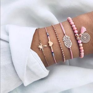 Boho Pink Bracelet Set for Women